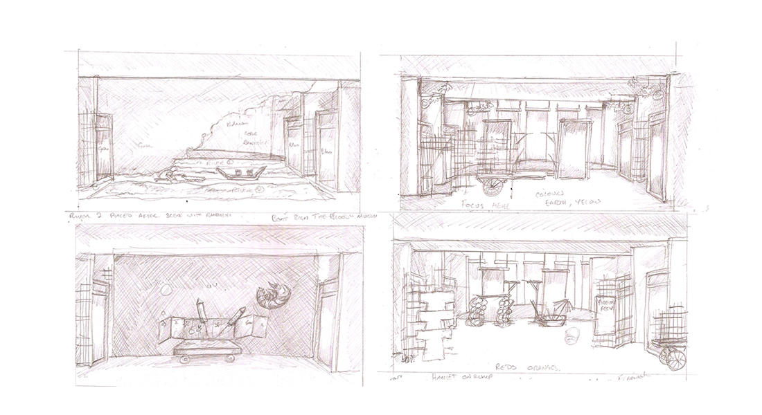 Storyboard images for the set